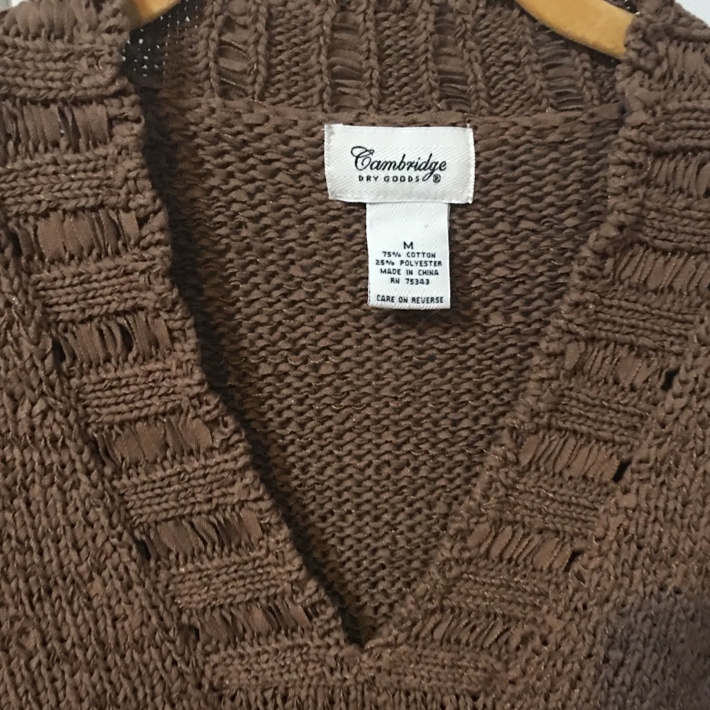 Cambridge Dry Goods Brown V-Neck Sweater - Picture 4 of 15